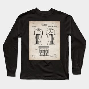 Wine Cooler Patent - Wine Lover Kitchen Cafe Decor Art - Antique Long Sleeve T-Shirt